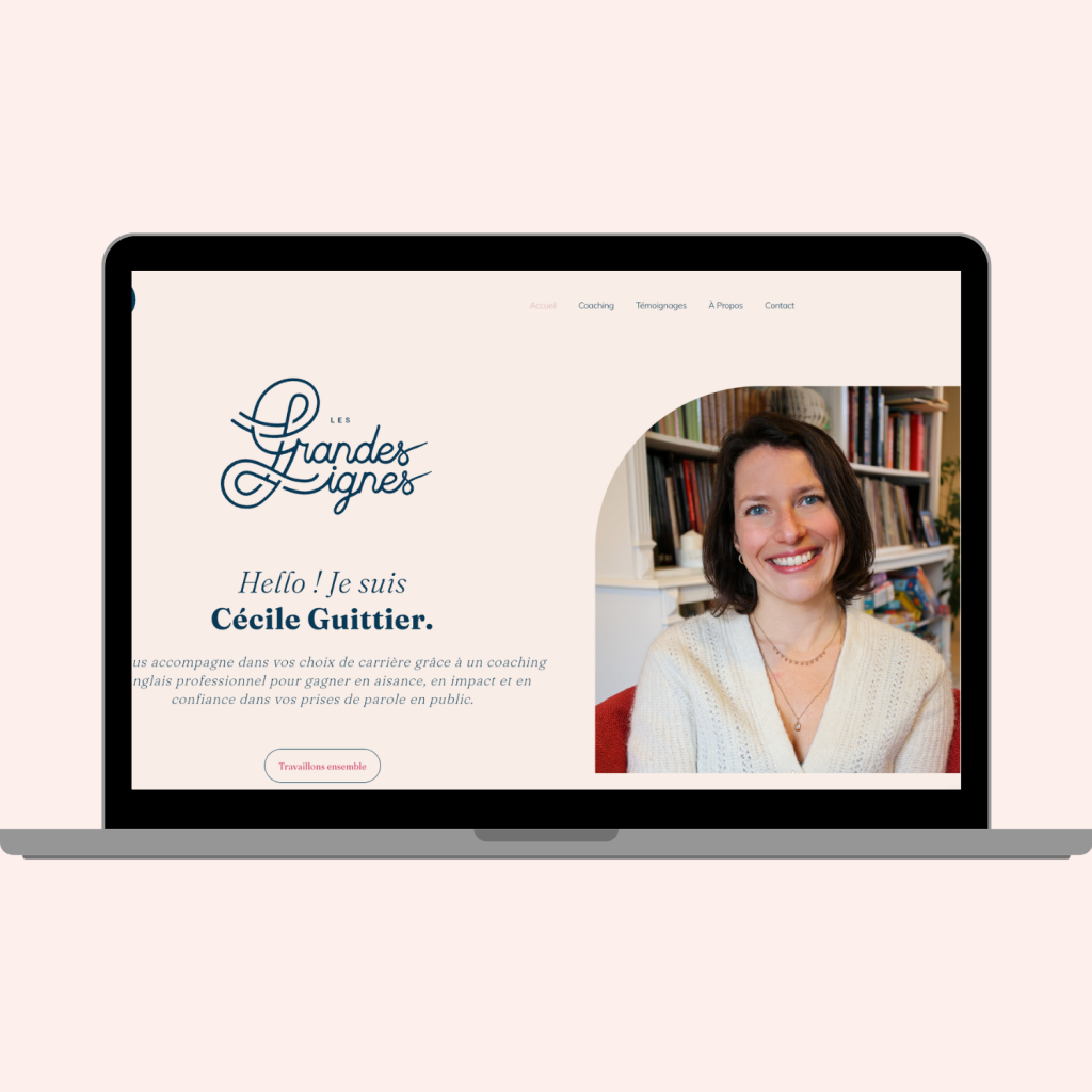layout d'un ordinateur ouvert affichant le site web de Cécicle Guittier - Les Grandes Lignes.
